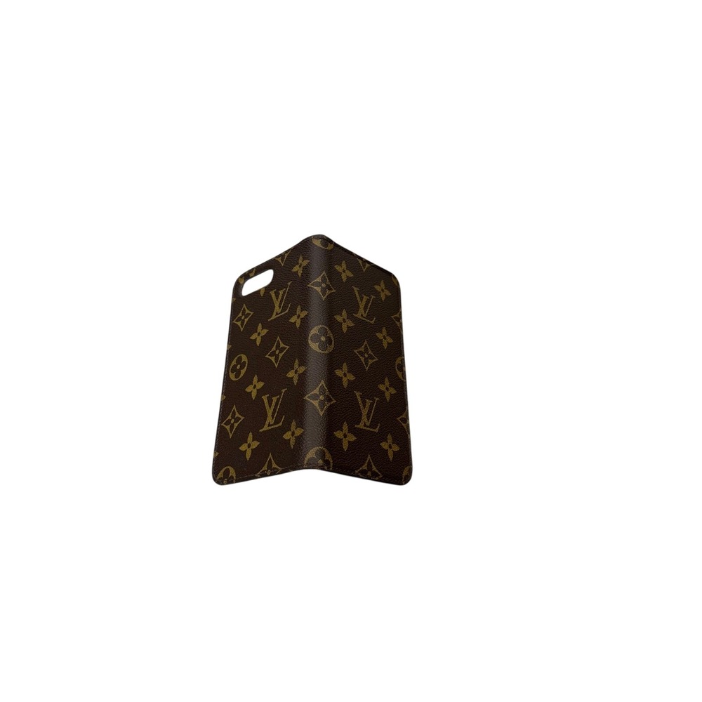 Louis Vuitton Monogram Folio iPhone 7 8 Case Brown Coated Canvas LV Cover